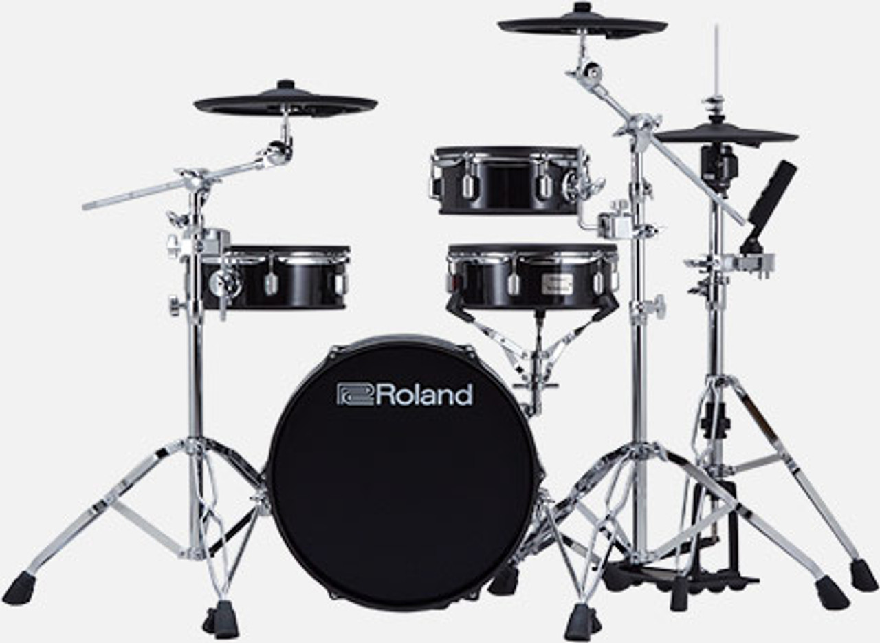 Streamlined and affordable acoustic-style electronic drum kit with shallow-depth shells and TD-07 module.
