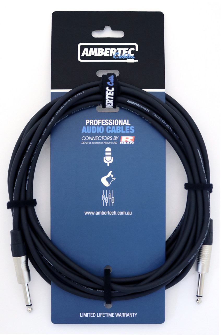 Guitar cable REAN connectors straight black 3m