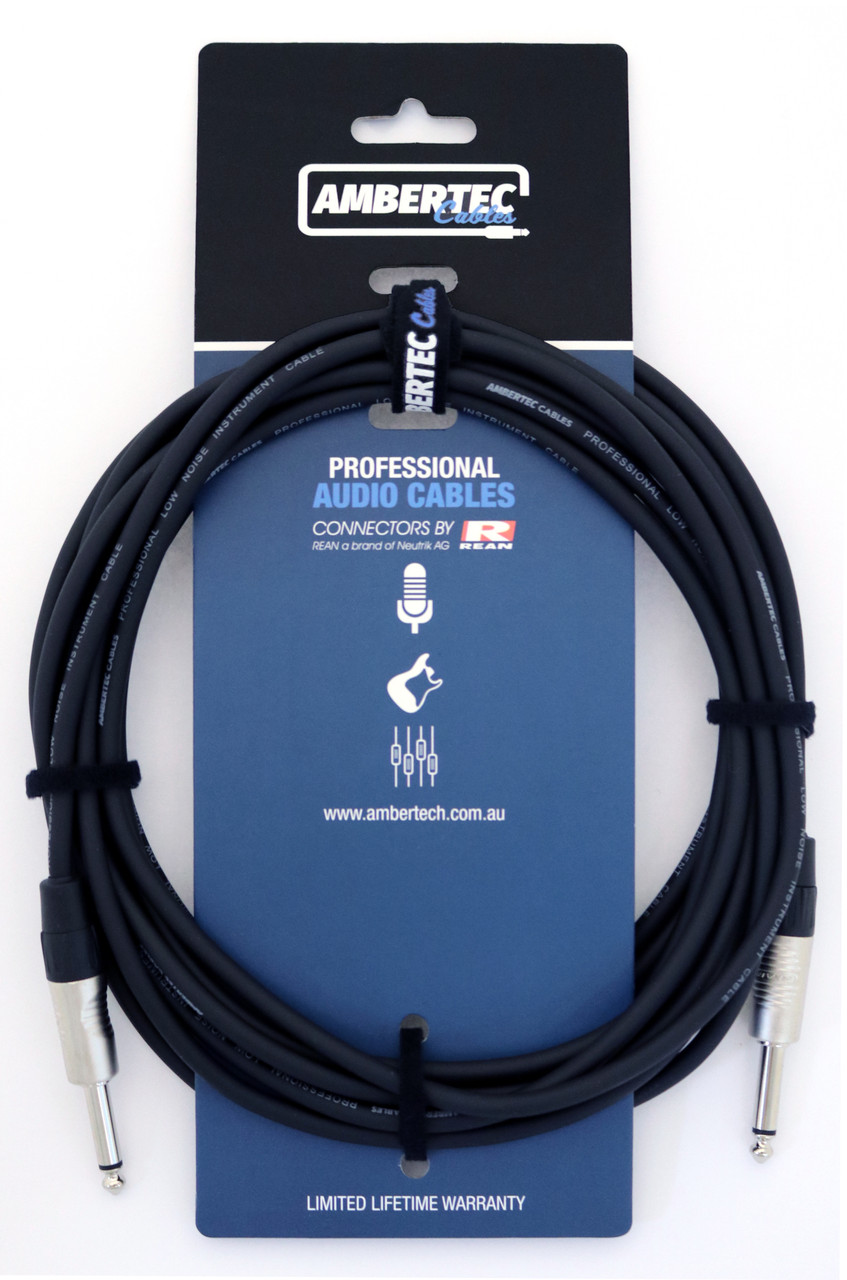 Guitar cable REAN connectors straight black 6m