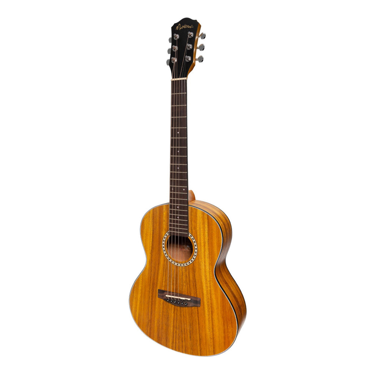 Martinez Acoustic 'Little-Mini' Folk Guitar Pack with Built-In Tuner (Koa)