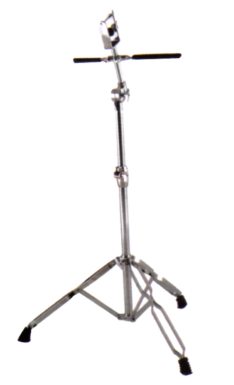 Heavy duty double braced three piece folding stand with padded cross bar support.