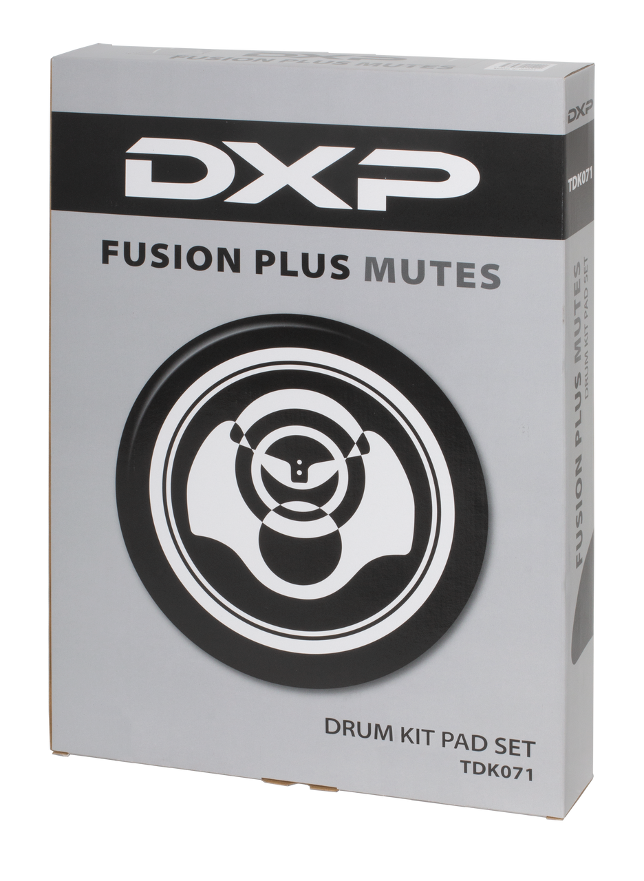 7 piece Fusion Plus Kit soft rubber pad set. Contains 10", 12", 14", 16" and 20"-22" Drum pads along with 1 each of 14"-16" and 18"-20" Cymbal pads.
