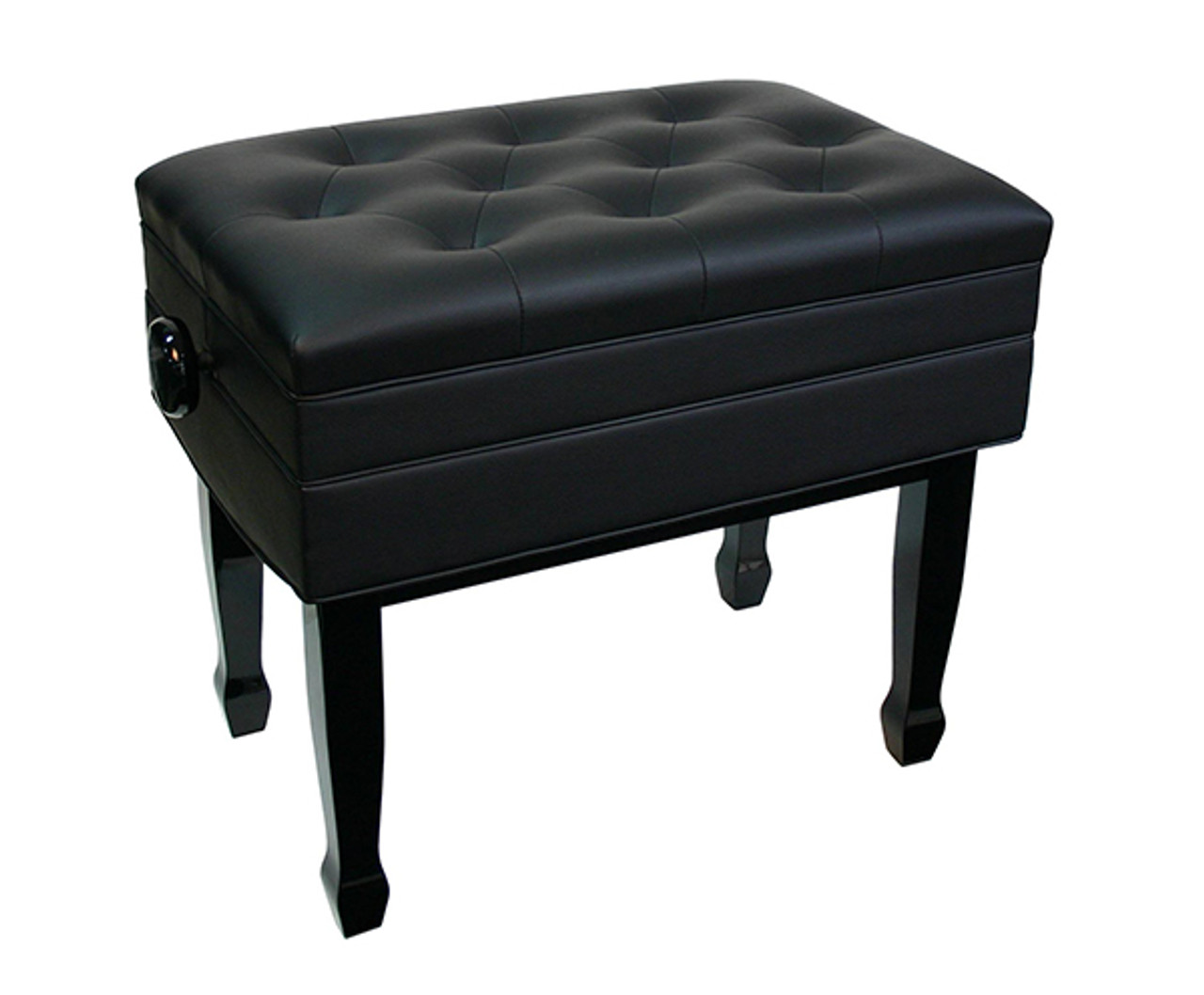 Piano Bench-Adjustable Deluxe Compartment - Black