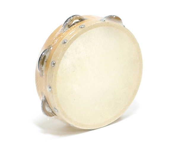 Tambourine-Plastic w/Cow Hide Skin 7in. / 6 Jingles