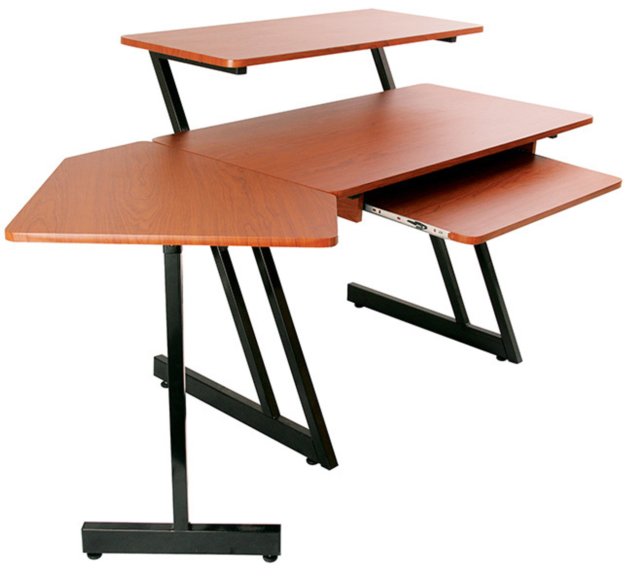 On Stage Wooden Workstation in Rosewood/Black Steel Frame