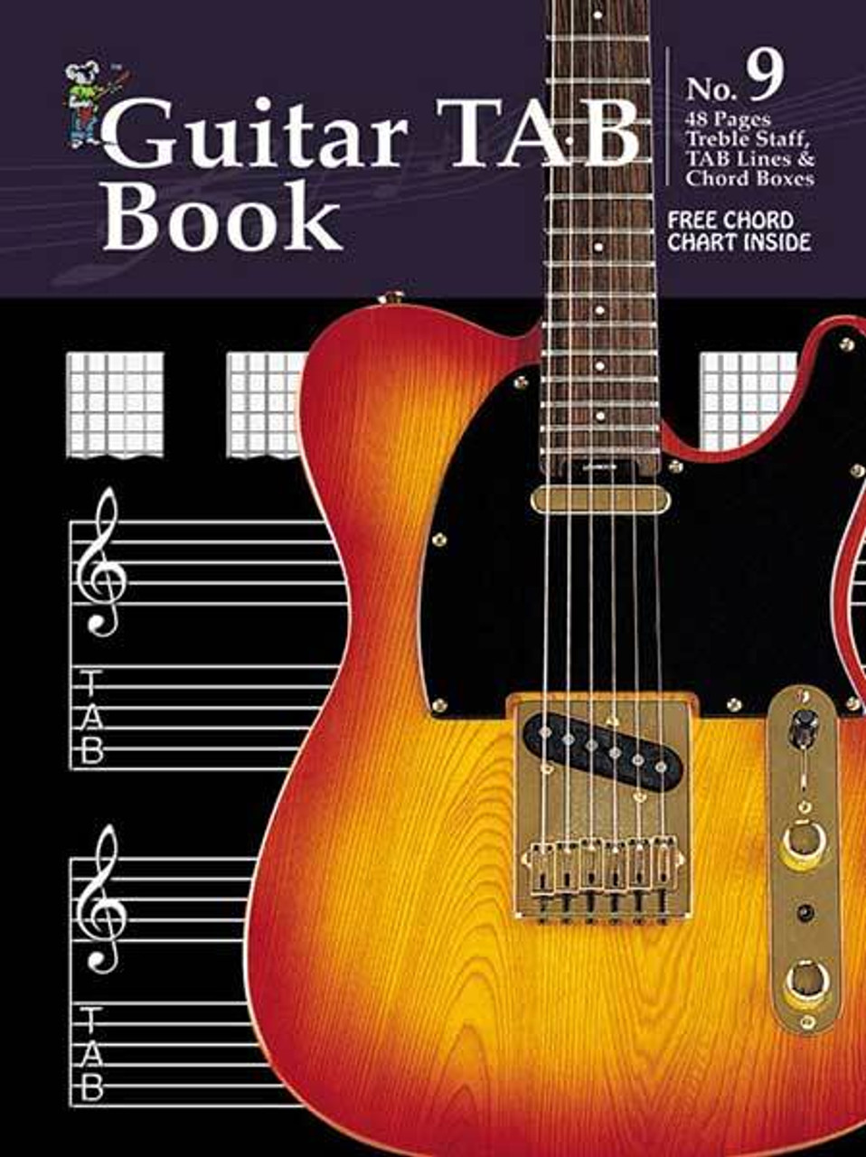 Progressive Manuscript Book 9 Guitar Tab. 48-Pages/Treble Staff/Tab Lines /Chord Boxes