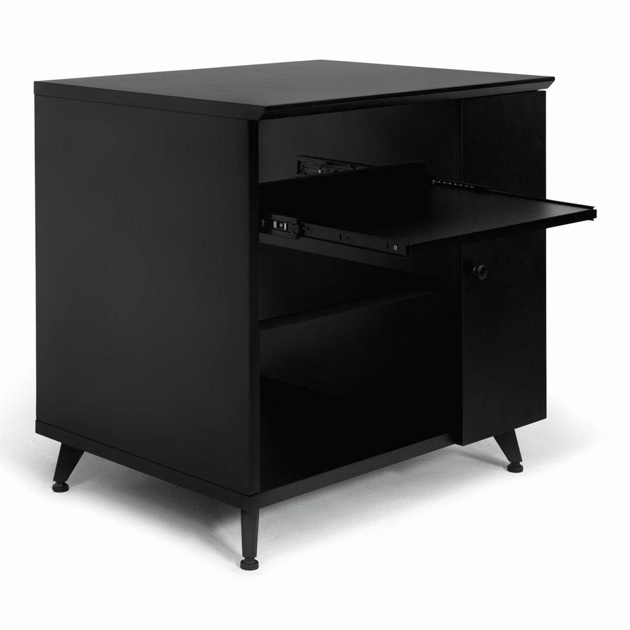 The Gator GFWELITESIDECARBLK Elite Series Sidecar Rack Cabinet with Shelf - Black