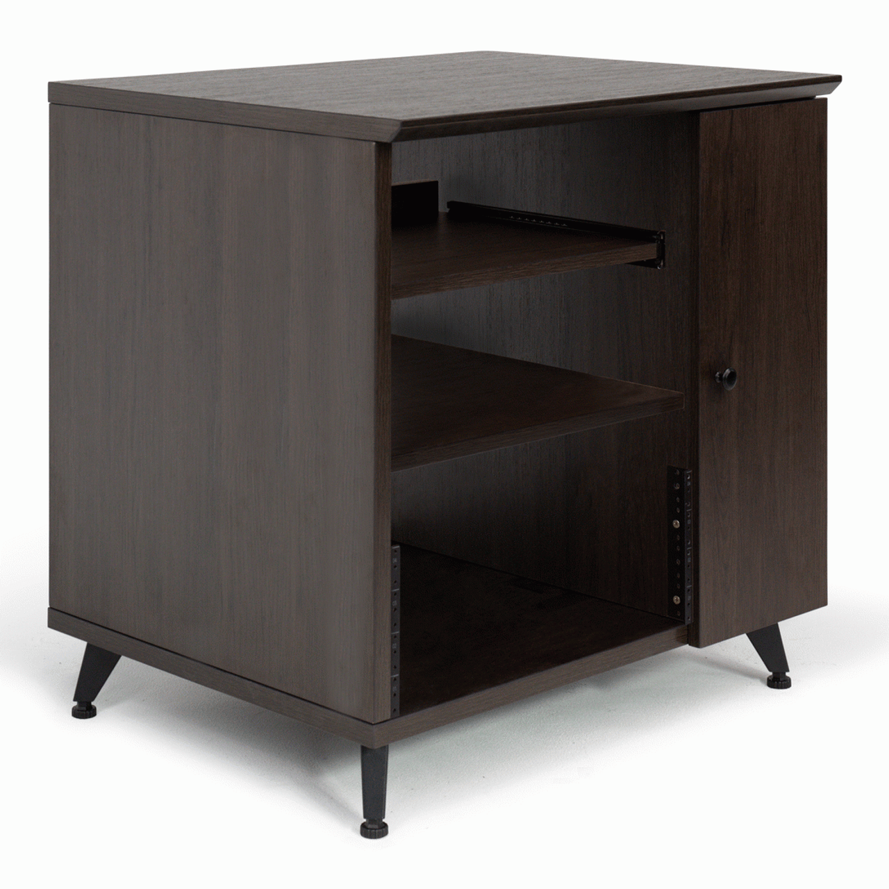 The Gator GFWELITESIDECARBRN Elite Series Sidecar Rack Cabinet with Shelf - Brown