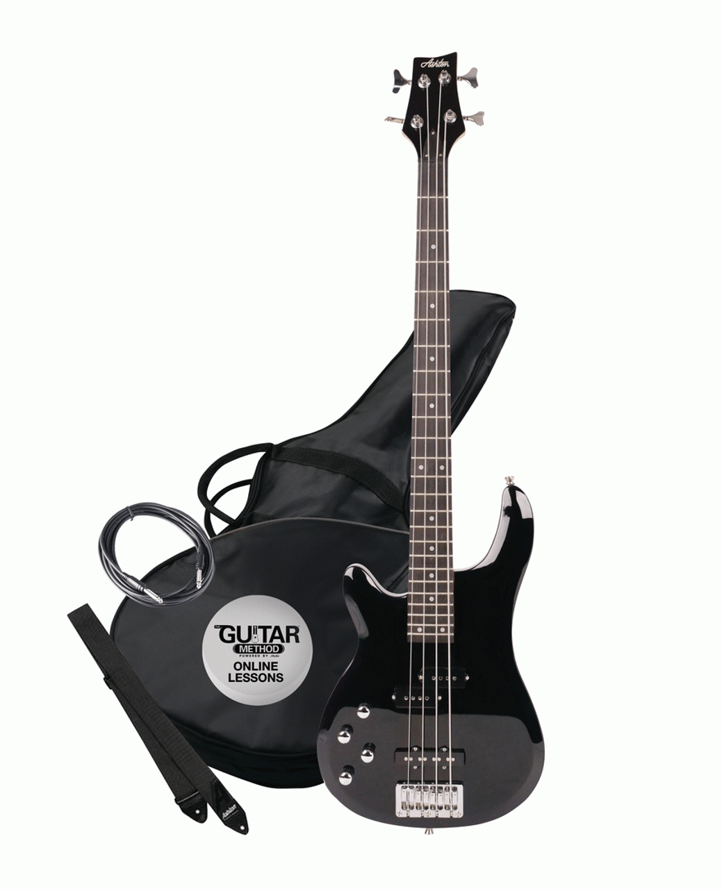 Ashton AB4LBK Left Handed Bass Guitar in Black
