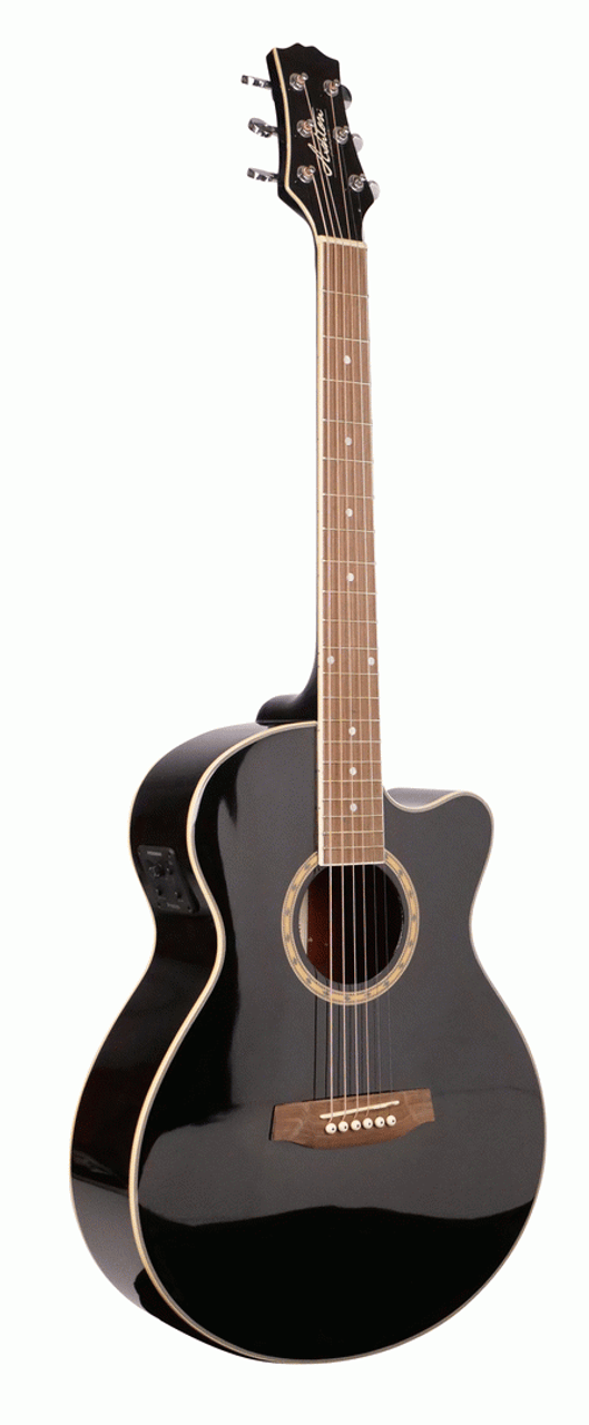 Ashton SL29CEQBK Slimline Acoustic Guitar with Cutaway and EQ