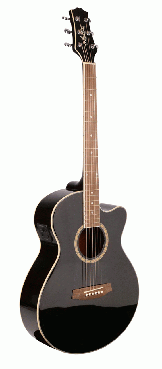 Ashton SL29CEQBK Slimline Acoustic Guitar with Cutaway and EQ