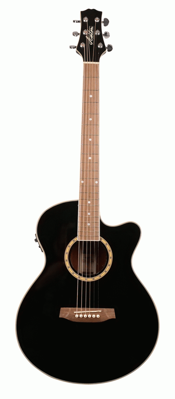 Ashton SL29CEQBK Slimline Acoustic Guitar with Cutaway and EQ