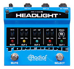 Amp selector with up to 4 outputs, isolated with 180o polarity reverse