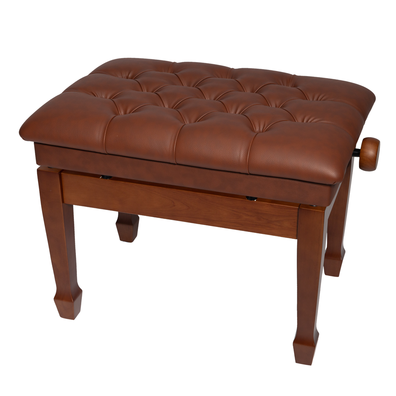 Crown Deluxe Tufted Hydraulic  Height Adjustable Piano Bench (Walnut)