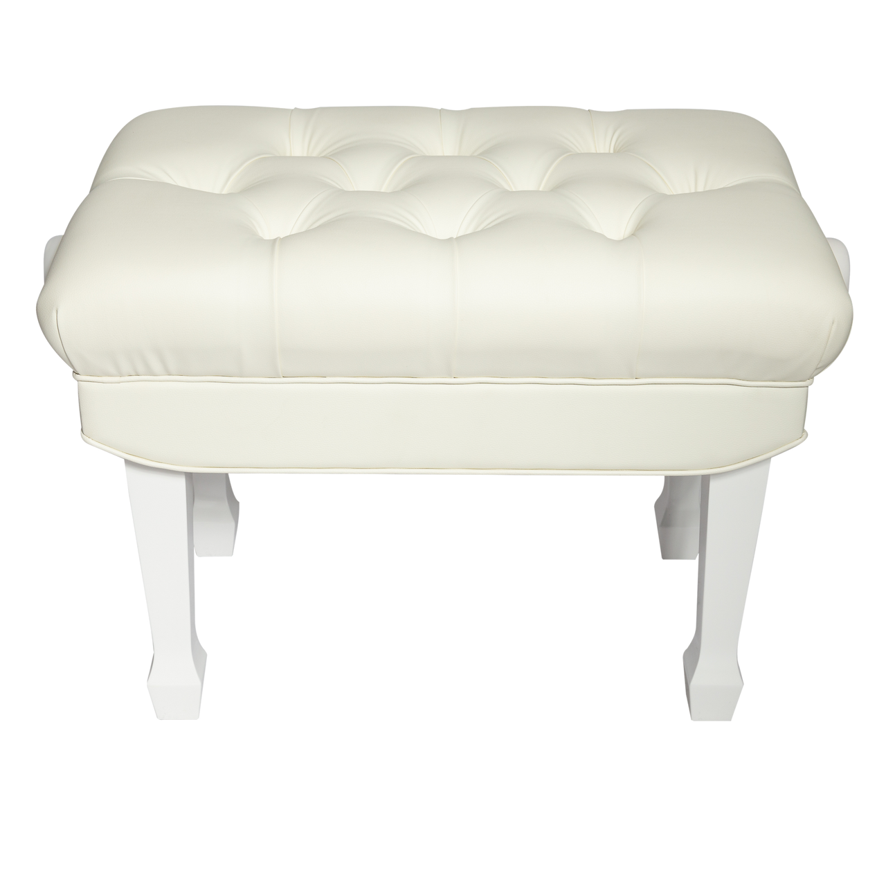 Crown Premium Skirted & Tufted Hydraulic Height Adjustable Piano Bench (White)