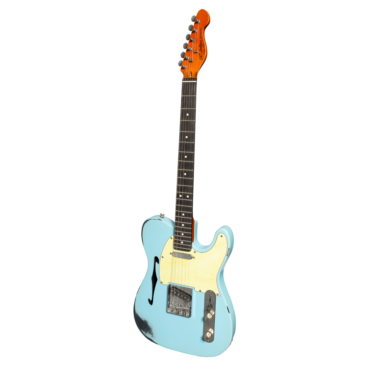 J&D 'Legacy Series' TE-Style Thinline 'Relic' Electric Guitar (Blue)