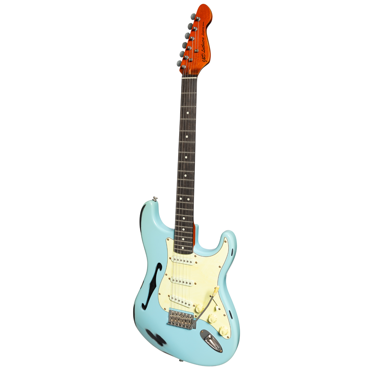J&D 'Legacy Series' ST-Style Thinline 'Relic' Electric Guitar (Blue)