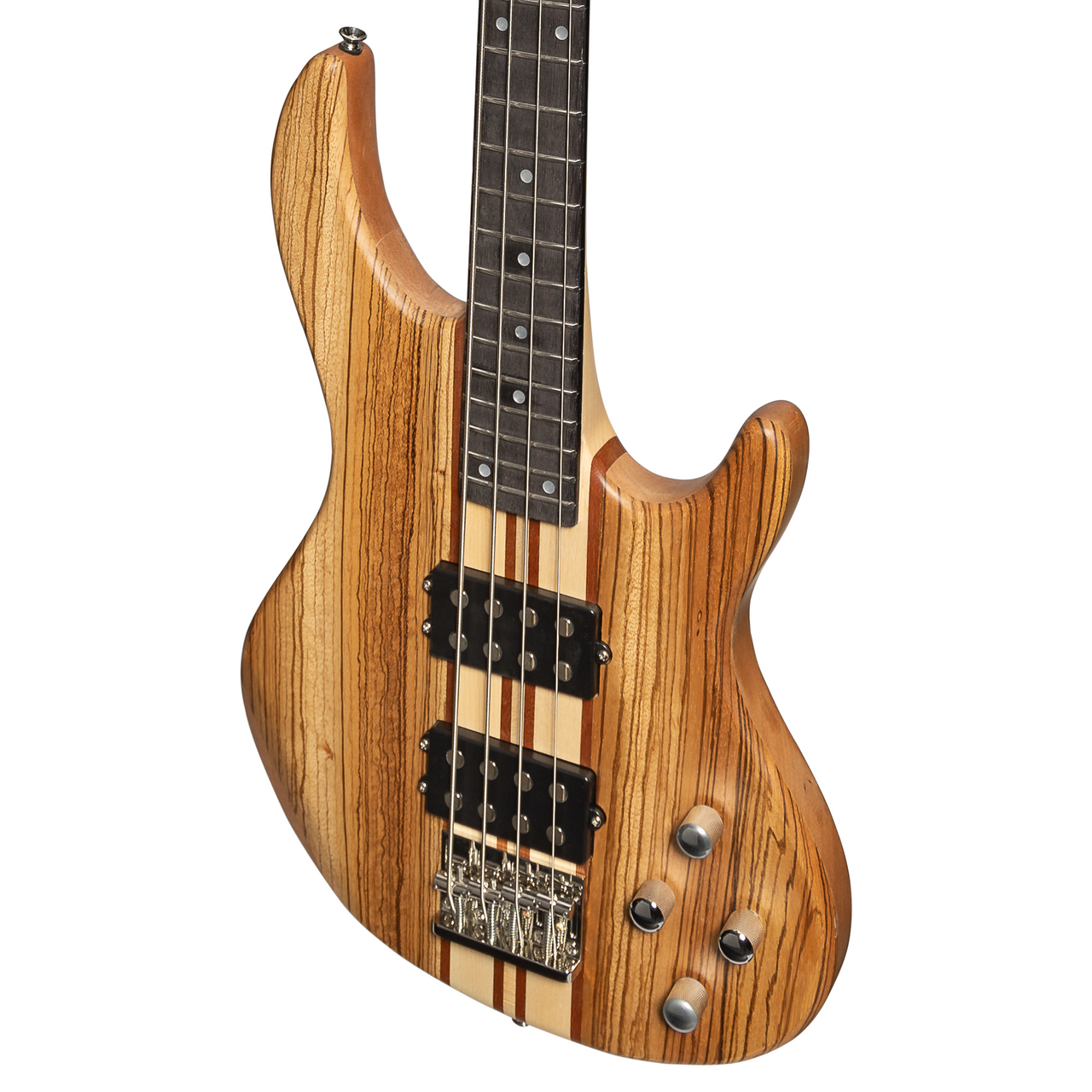 J&D Luthiers 4-String Contemporary Neck Through Active Electric Bass Guitar (Natural Satin)