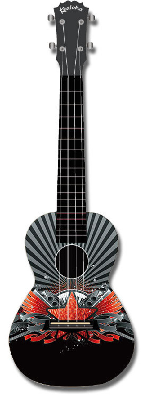 Kealoha "Starstruck" Design Concert Ukulele with Black ABS Resin Body