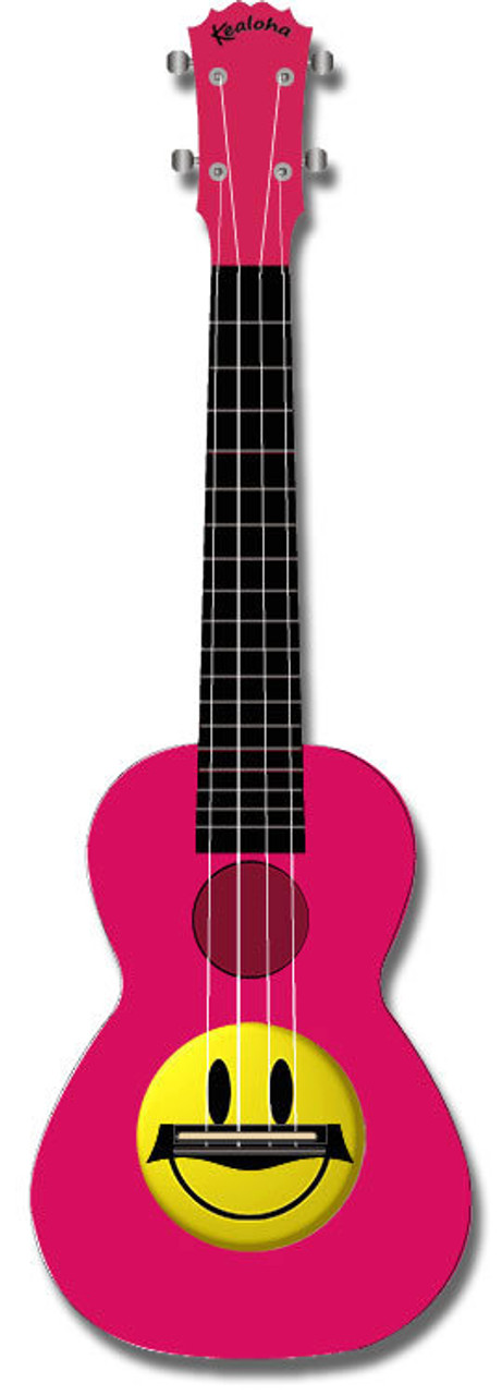 Kealoha "Smiley Face" Design Concert Ukulele with Pink ABS Resin Body
