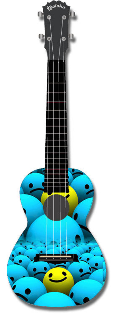 Kealoha "Who's Smiling Now" Design Concert Ukulele with Black ABS Resin Body