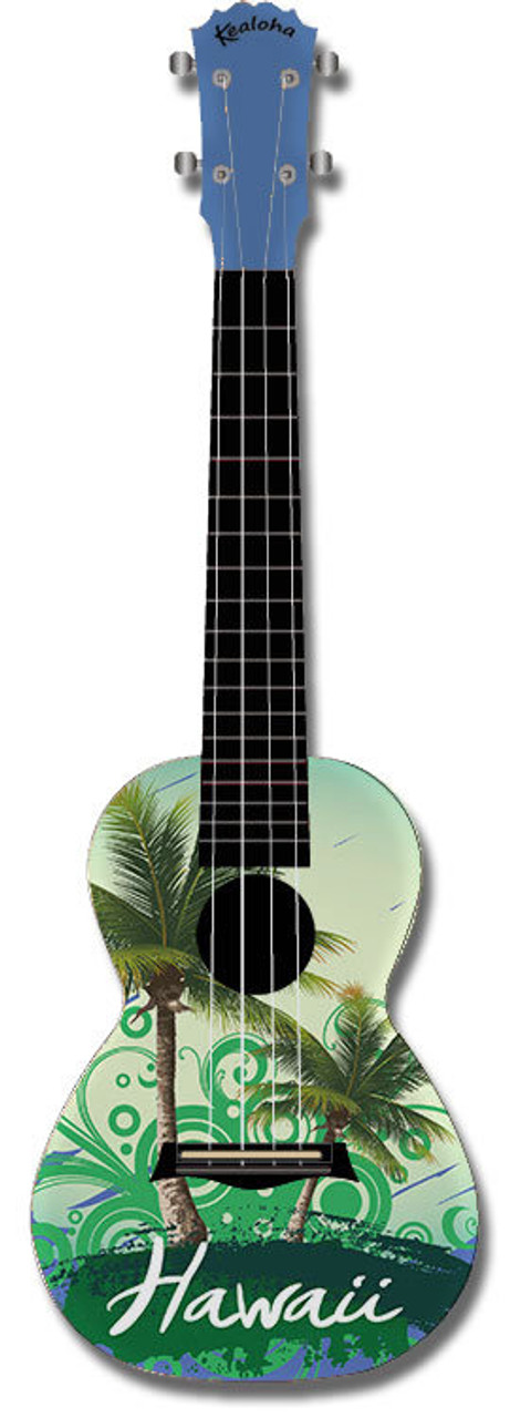 Kealoha "Hawaii Palms" Design Concert Ukulele with Blue ABS Resin Body