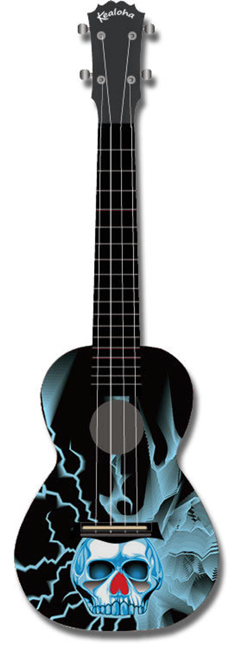 Kealoha "Lightning Skull" Design Concert Ukulele with Black ABS Resin Body