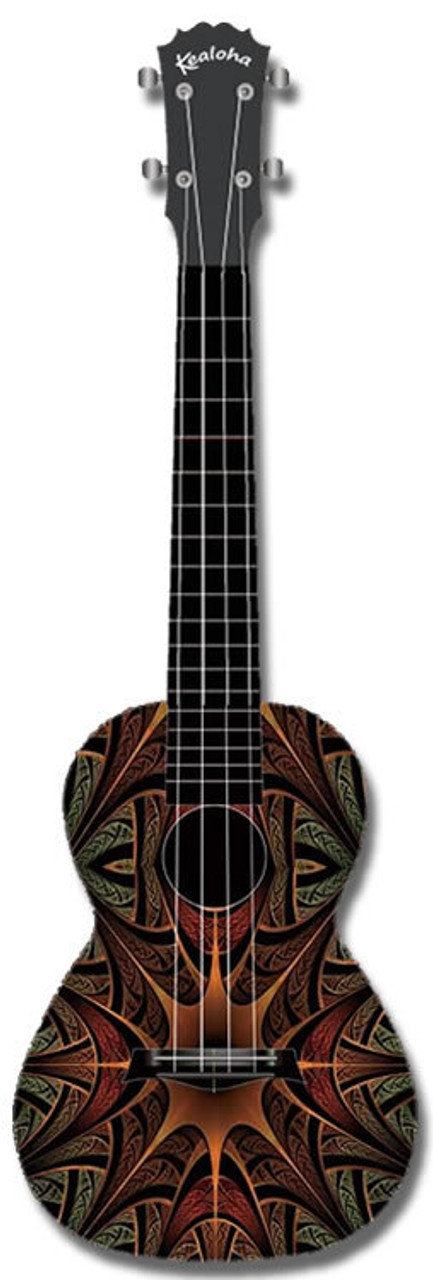 Kealoha "Jungle Mask" Design Concert Ukulele with Black ABS Resin Body