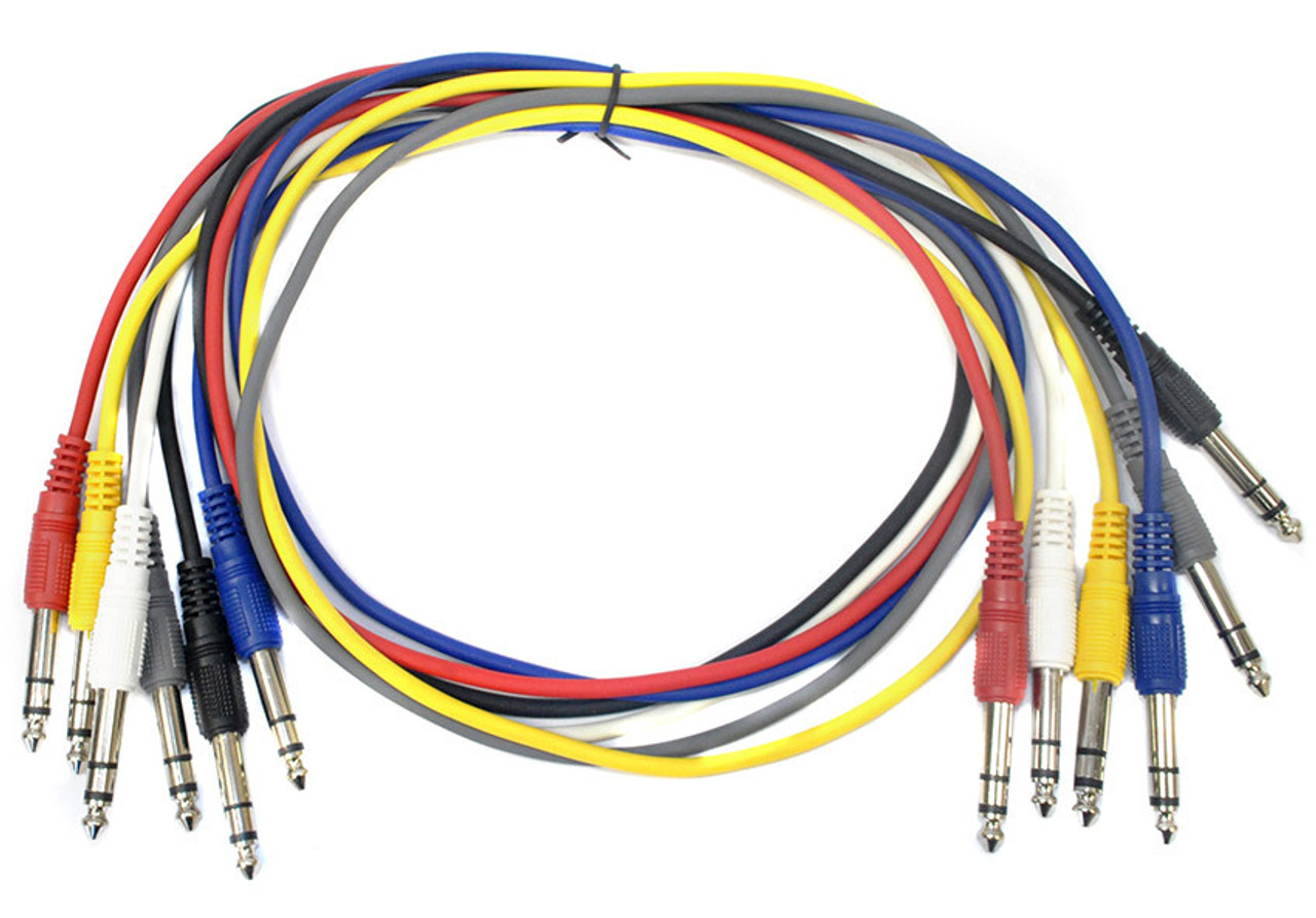 Leem 3ft Stereo Patch Cables 6pk (1/4" Stereo Jack Plug  - 1/4" Stereo Jack Plug )