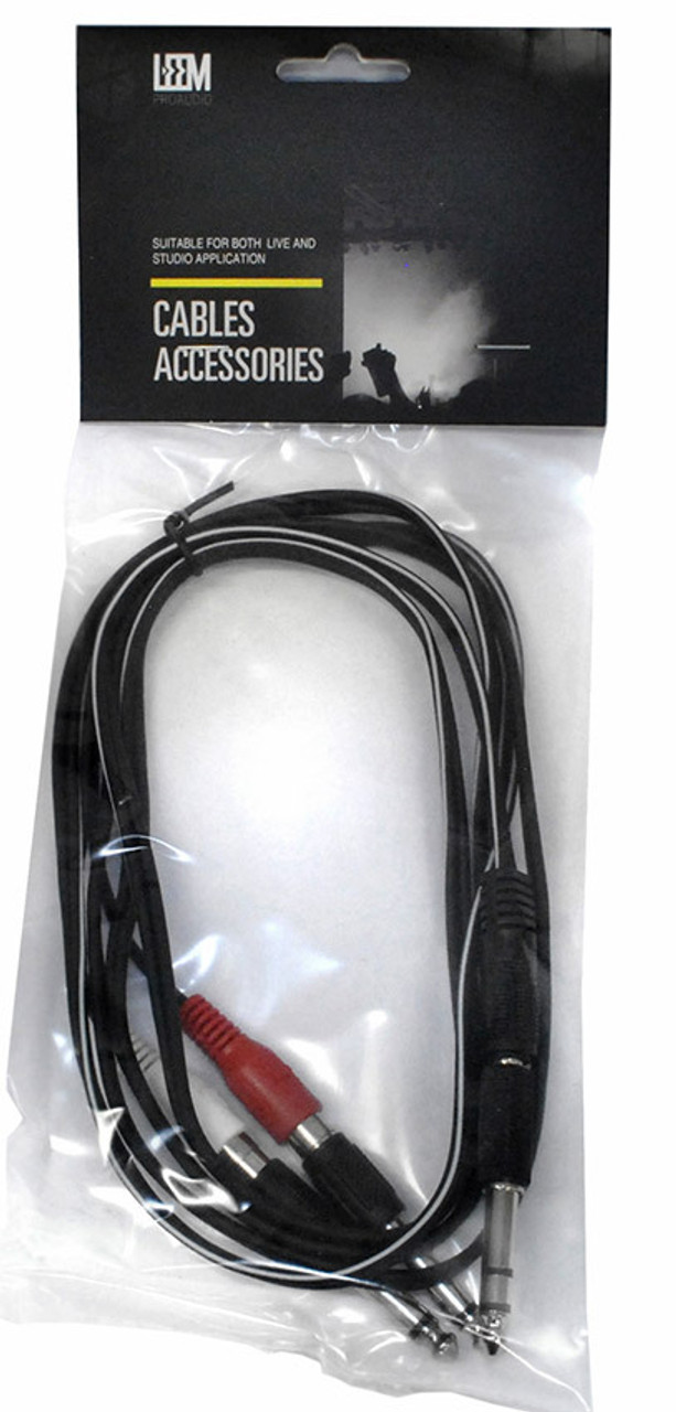 Leem 2m Y-Cable (3.5mm Straight TRS - 2 x RCA Plugs or 1/4" Straight TRS - 2 x 1/4" Straight TS)