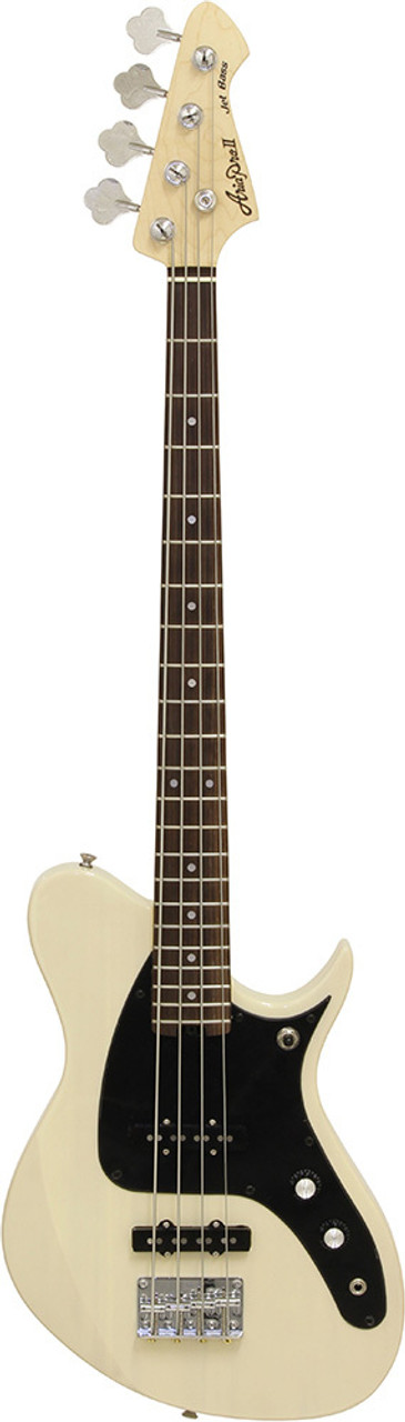 Aria J Series J-B Electric Bass Guitar in See-Thru Vintage White