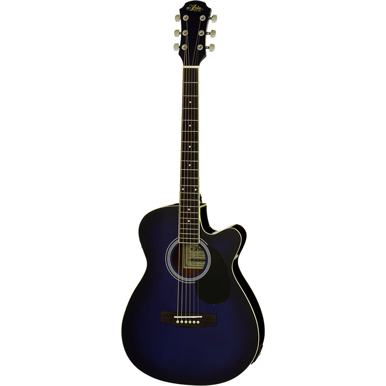 Aria AFN-15 Prodigy Series AC/EL Folk Body Guitar with Cutaway in Blue Shade Gloss