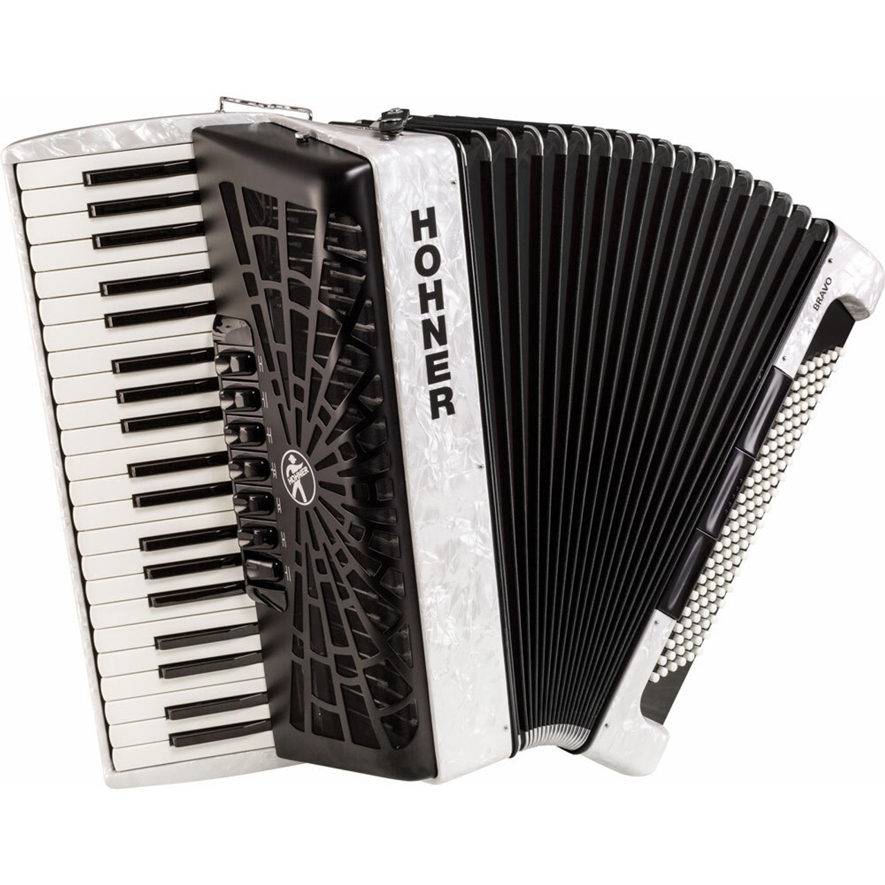 Hohner Bravo III 120 Bass Chromatic Accordion in White Pearl