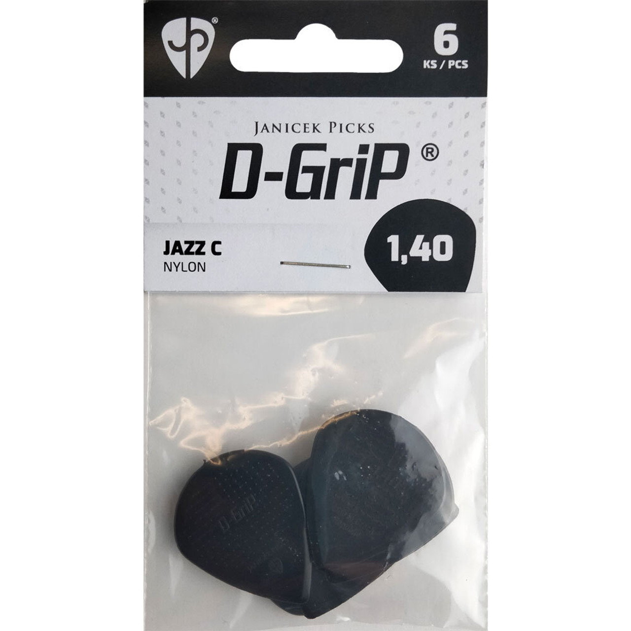 Janicek D-Grip Jazz-C Series Pick in Black (1.40mm) - 6pk
