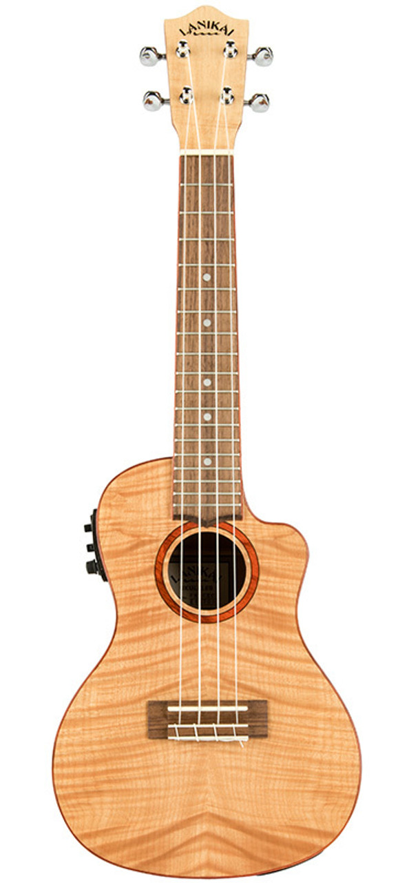 Lanikai Flamed Maple Series Concert AC/EL Ukulele in Natural Satin Finish