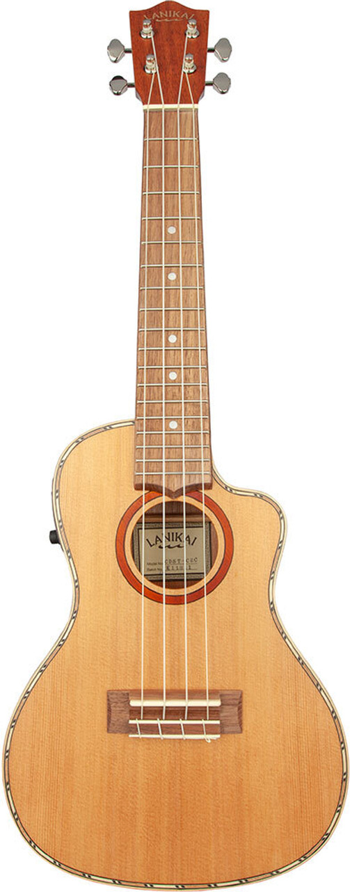 Lanikai Cedar Series Concert AC/EL Ukulele in Natural Satin Finish