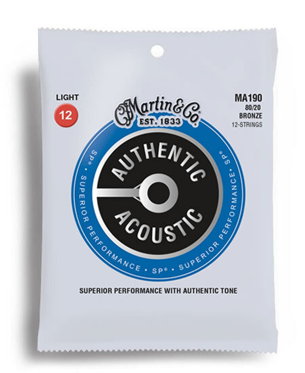 Martin Authentic Acoustic SP 80/20 Bronze Light 12 String Guitar String Set (12-54)