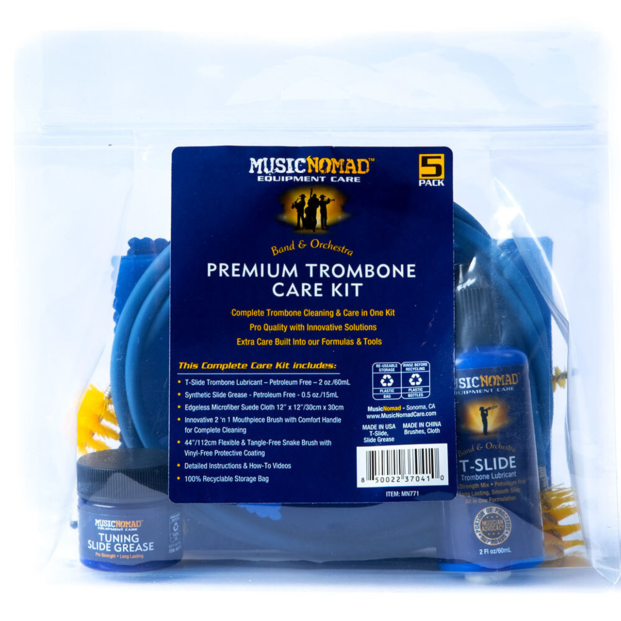 Music Nomad Premium Trombone Cleaning & Care Kit - 5 Pce