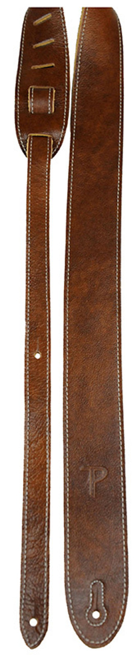 Perris 2" Chestnut Deluxe Soft Italian Leather Guitar Strap with Super Soft Suede backing