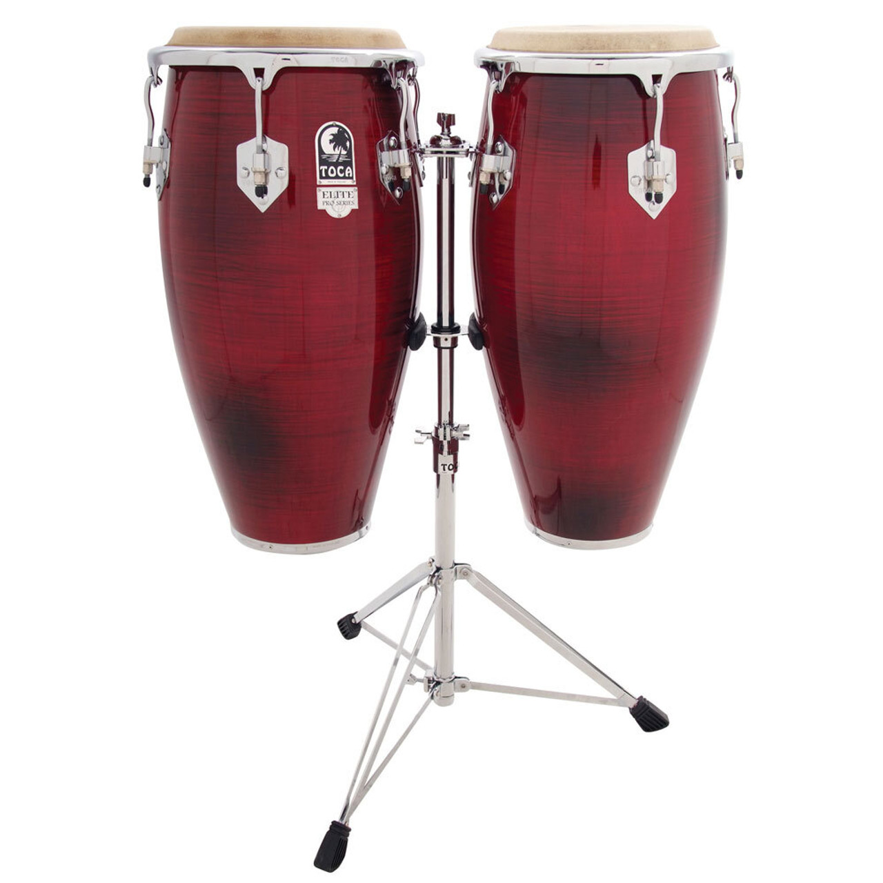 Toca 11 & 11"-3/4" Elite Pro Series Wooden Conga Set in Crimson Fade