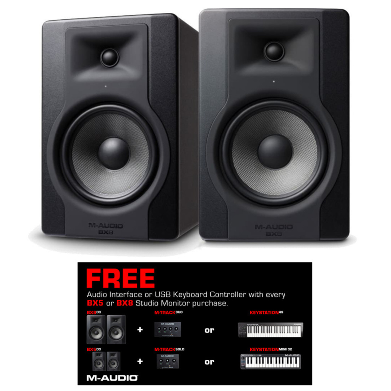 M-Audio BX8 Pair D3 Series 8″ Studio Monitors