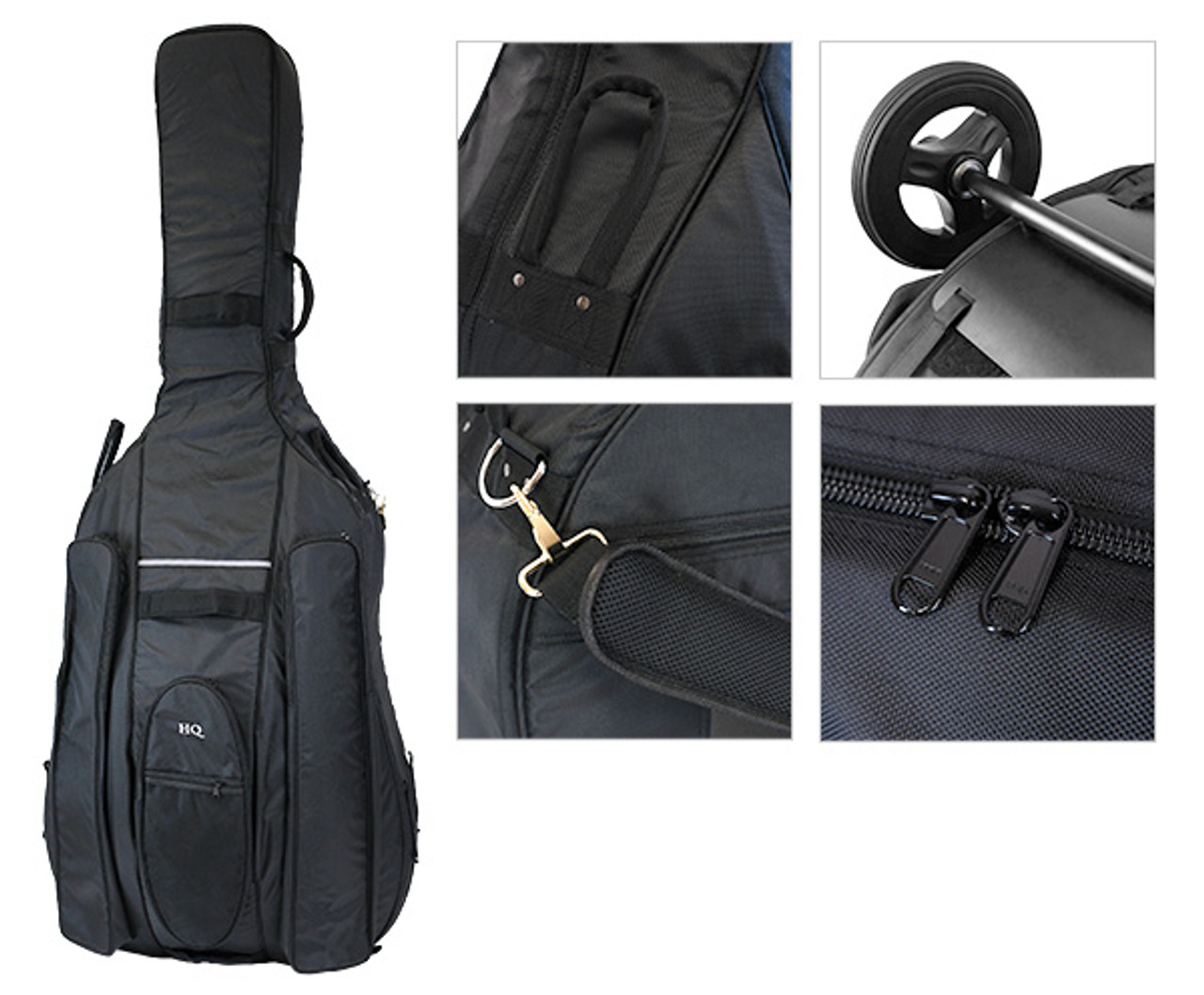 HQ Ultra-Pro D/Bass Bag w/wheel system Black-3/4