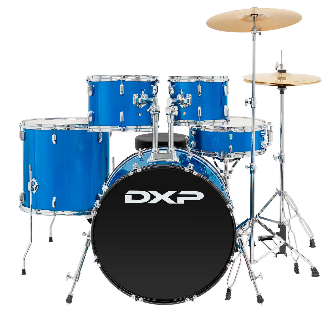 DXP TX07PBL5 Piece Drum Kit Package with Cymbals & Drum Throne.