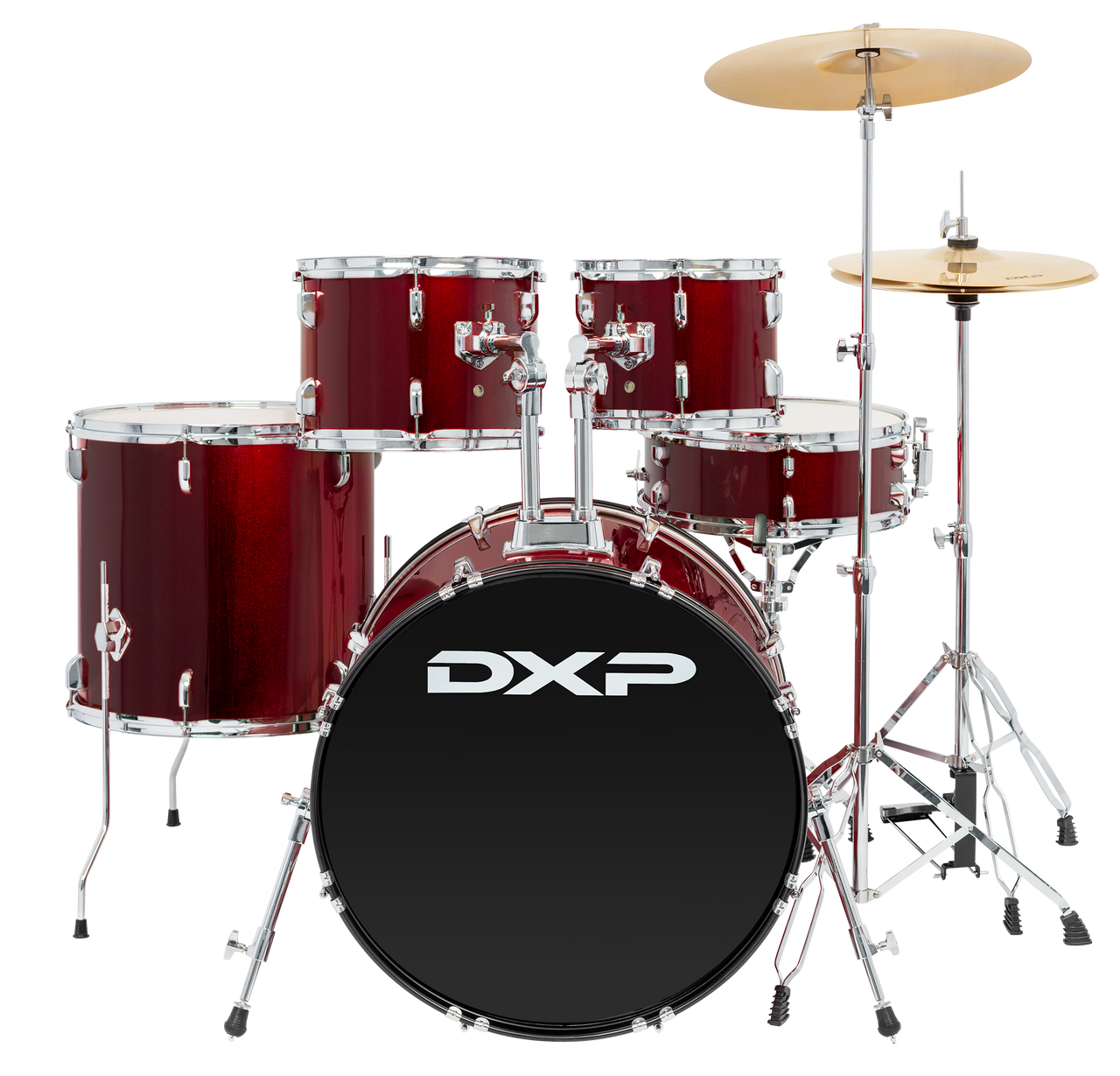 DXP TX07PWR5 Piece Drum Kit Package with Cymbals & Drum Throne.