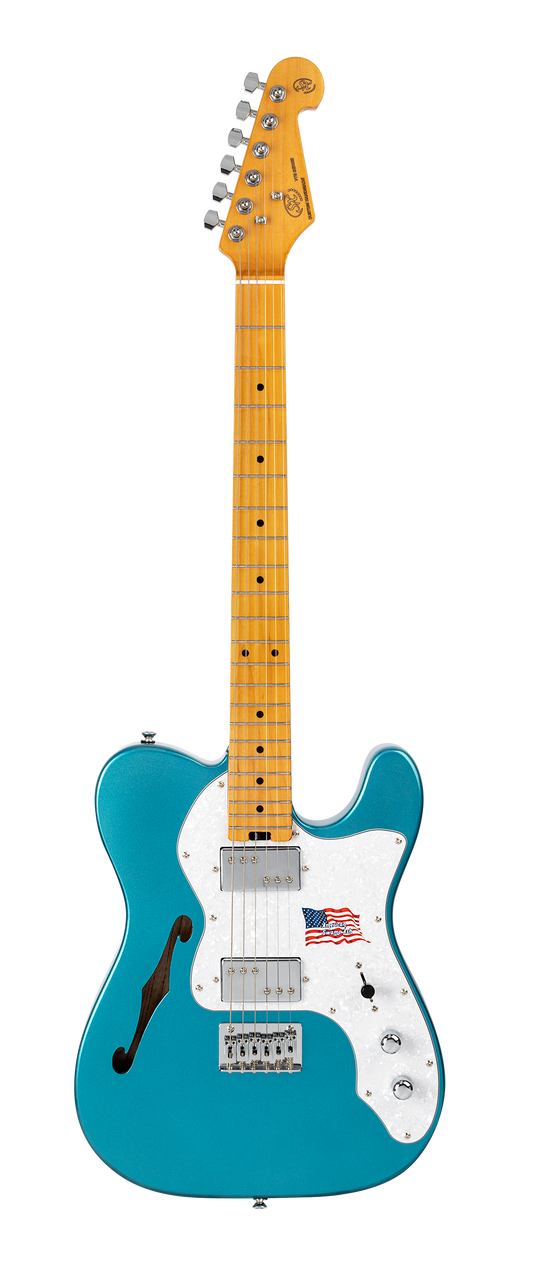 Sx Semi-hollow, TL thinline style electric guitar. Lake Placid blue.