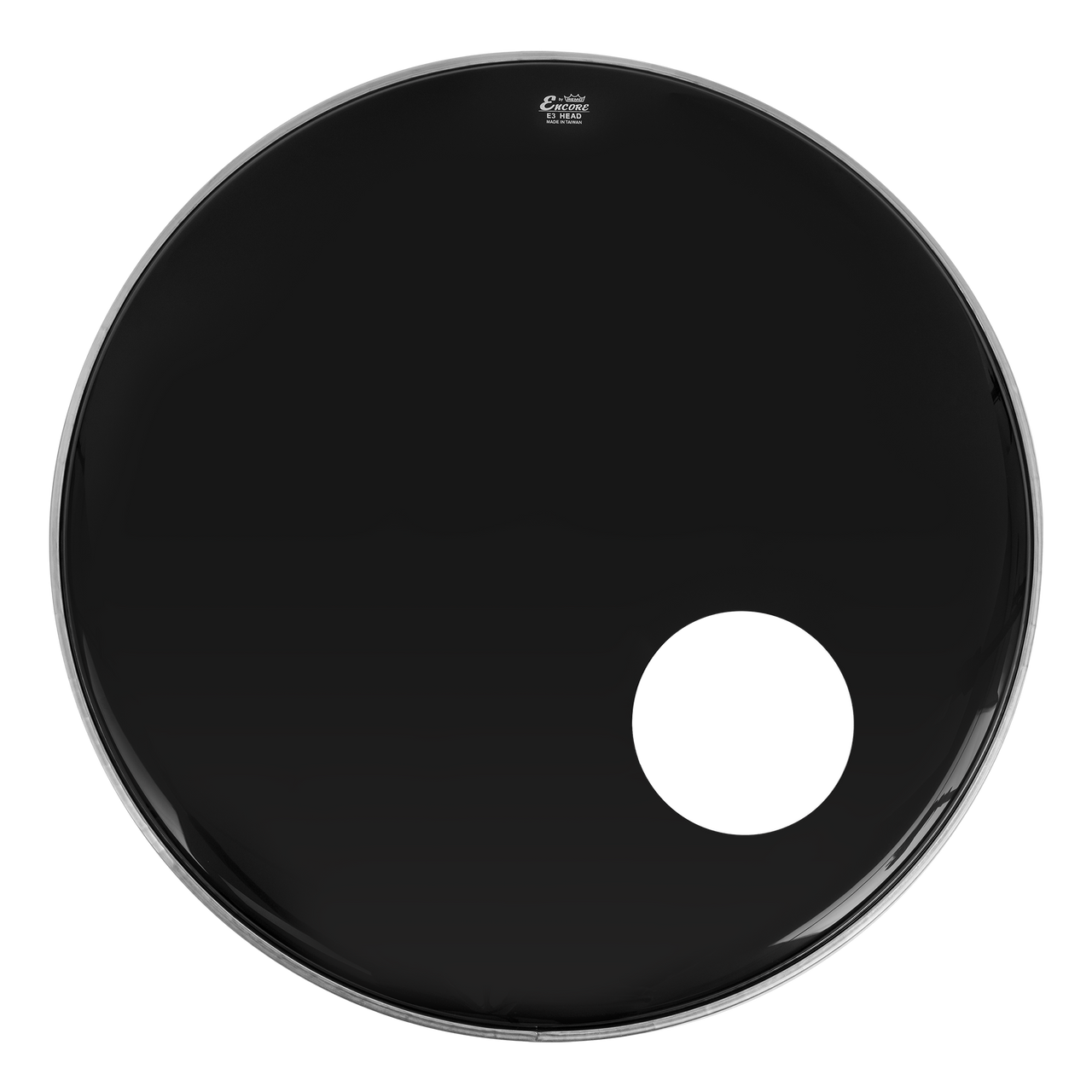 REMO ENCORE EN-1424-E3-SH 24" Bass Drum head with 5" offset hole. Ebony.