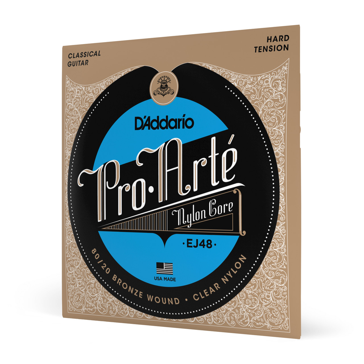 D'Addario EJ48 80/20 Bronze Pro-Arte Nylon Classical Guitar Strings, Hard Tension