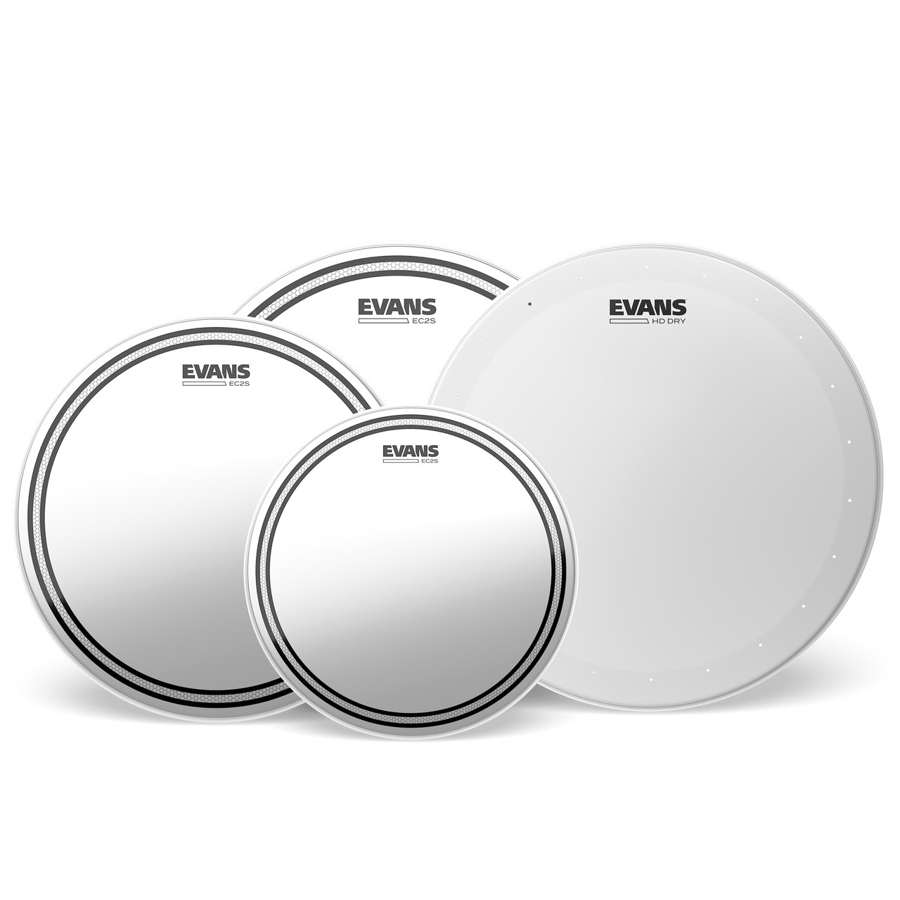 EVANS EC2S Clear Fusion Pack (10", 12", 14") with 14" HD Dry Snare Batter