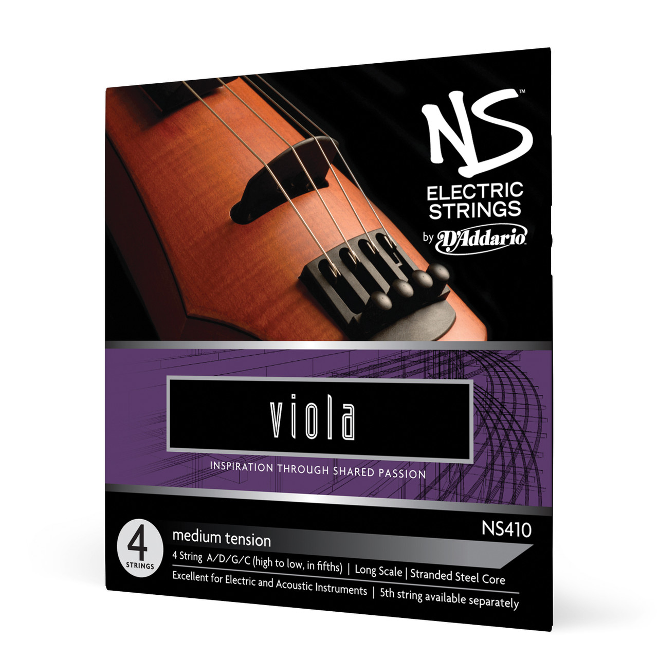 D'Addario NS Electric Viola String Set, Long Scale, Medium Tension