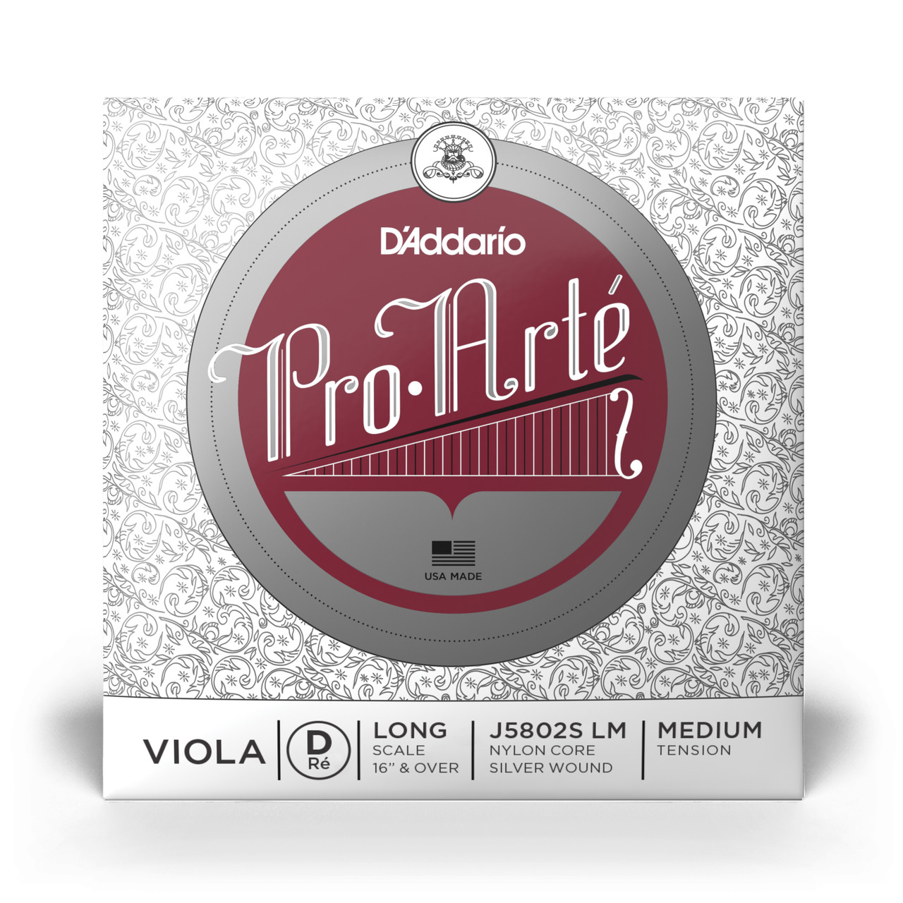 D'Addario Pro-Arte Viola Single Silver Wound D String, Long Scale, Medium Tension